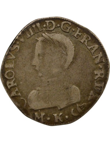 Charles IX 2e Type 1 teston Argent 1562 K Bordeaux