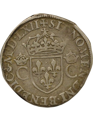 Charles IX 2e Type 1 teston Argent 1562 K Bordeaux