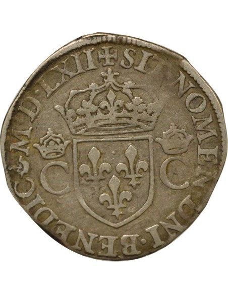Charles IX 2e Type 1 teston Argent 1562 K Bordeaux