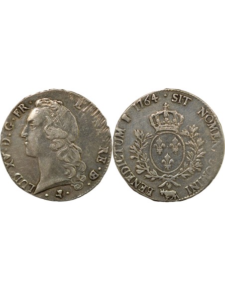 Louis XV au Bandeau 1 écu Argent 1764 Pau