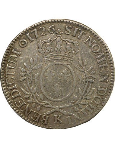 Louis XV au Buste Habillé 1 écu Argent 1726 K Bordeaux