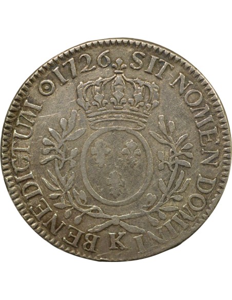 Louis XV au Buste Habillé 1 écu Argent 1726 K Bordeaux