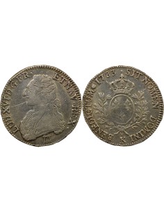 Louis XVI au Buste Habillé 1 écu Argent 1783 K Bordeaux