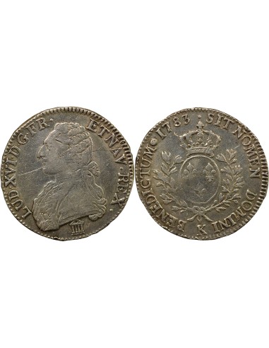 Louis XVI au Buste Habillé 1 écu Argent 1783 K Bordeaux