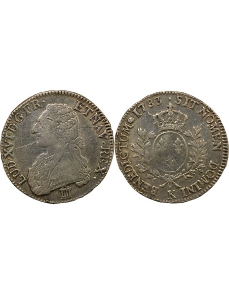 Louis XVI au Buste Habillé 1 écu Argent 1783 K Bordeaux