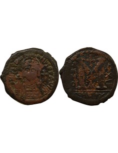 Empire Byzantin Justinien Ier Classe D 1 follis Cuivre An 28 (554-555) Antioche