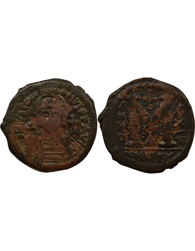 Empire Byzantin Justinien Ier Classe D 1 follis Cuivre An 28 (554-555) Antioche
