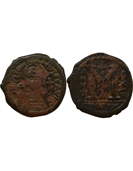 Empire Byzantin Justinien Ier Classe D 1 follis Cuivre An 28 (554-555) Antioche