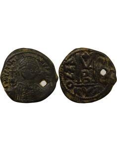 Empire Byzantin Justinien Ier 2e Type 1 follis Cuivre An 25 (551-552) Cyzique