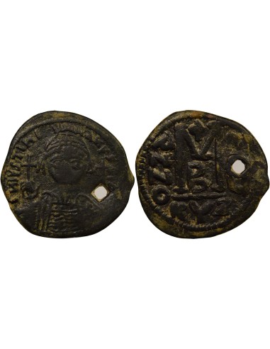 Empire Byzantin Justinien Ier 2e Type 1 follis Cuivre An 25 (551-552) Cyzique