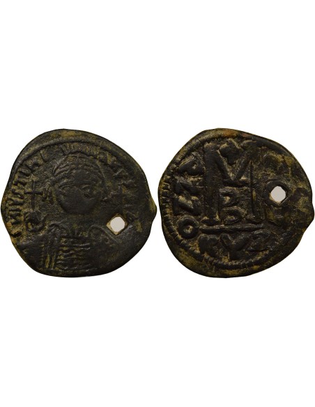 Empire Byzantin Justinien Ier 2e Type 1 follis Cuivre An 25 (551-552) Cyzique