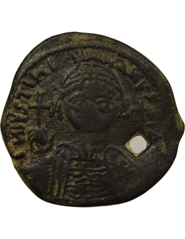 Empire Byzantin Justinien Ier 2e Type 1 follis Cuivre An 25 (551-552) Cyzique
