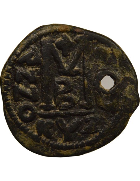 Empire Byzantin Justinien Ier 2e Type 1 follis Cuivre An 25 (551-552) Cyzique