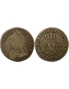 Louis XV au Buste Habillé 1/5 écu Argent 1726 D Lyon