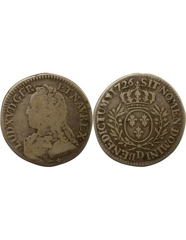 Louis XV au Buste Habillé 1/5 écu Argent 1726 D Lyon