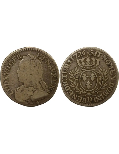 Louis XV au Buste Habillé 1/5 écu Argent 1726 D Lyon