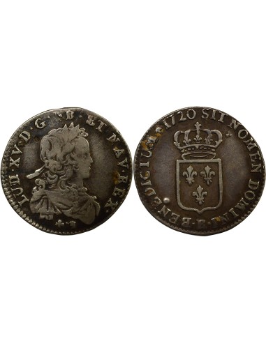 Louis XV Ecu de France 1/6 écu Argent 1720 R Orléans