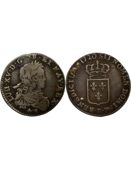 Louis XV Ecu de France 1/6 écu Argent 1720 R Orléans