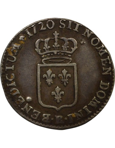 Louis XV Ecu de France 1/6 écu Argent 1720 R Orléans