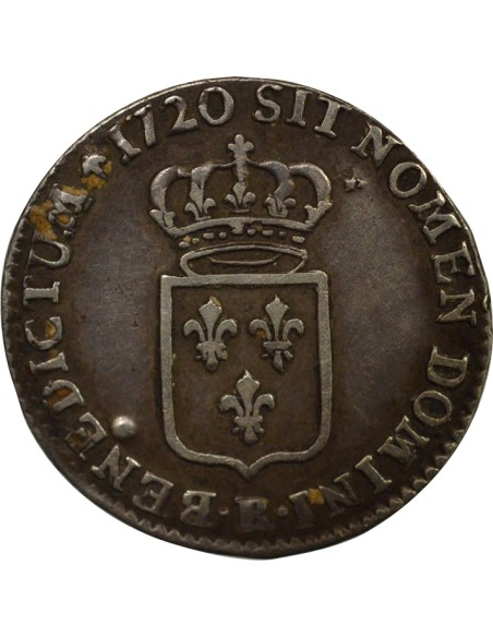 Louis XV Ecu de France 1/6 écu Argent 1720 R Orléans