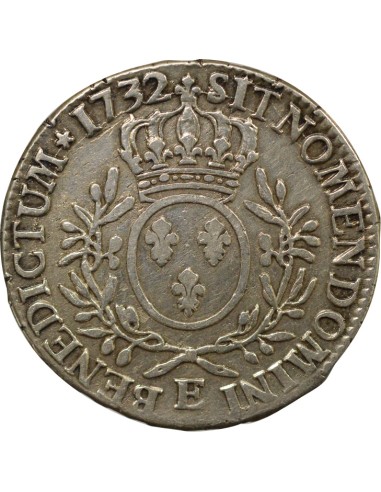 Louis XV au Buste Habillé 1 écu Argent 1732 E Tours