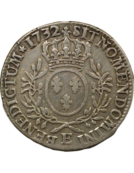Louis XV au Buste Habillé 1 écu Argent 1732 E Tours