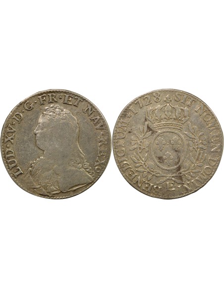 Louis XV au Buste Habillé 1 écu Argent 1728 E Tours