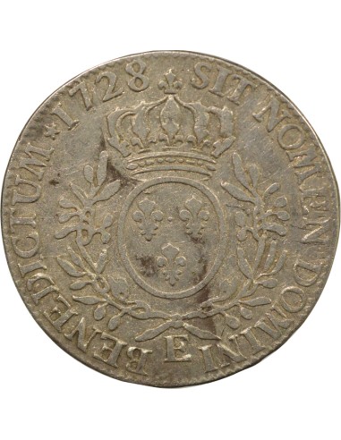 Louis XV au Buste Habillé 1 écu Argent 1728 E Tours