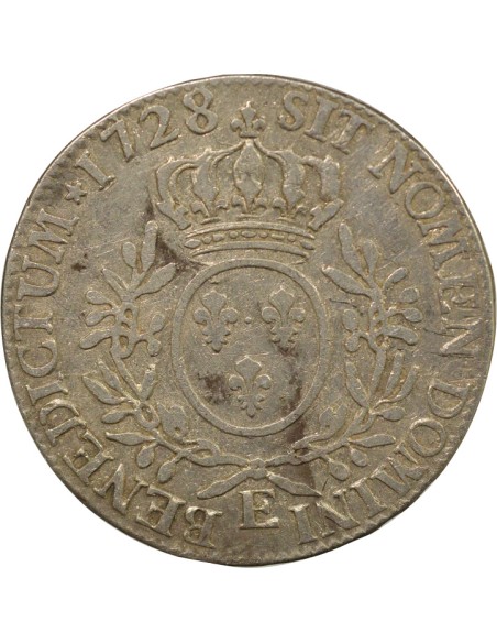Louis XV au Buste Habillé 1 écu Argent 1728 E Tours