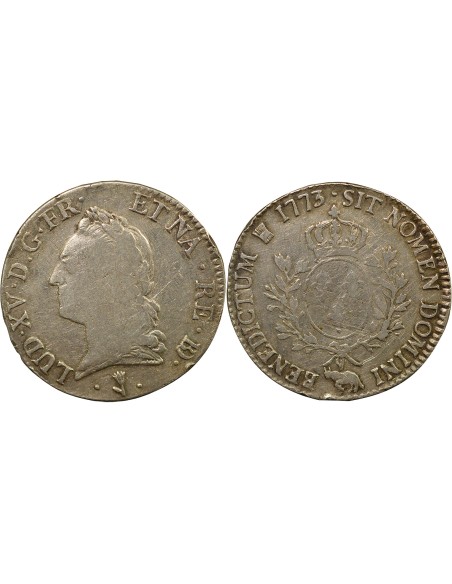 Louis XV à la Vieille Tête 1 écu Argent 1773 Pau