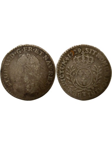 Louis XV au Buste Habilllé 1/20 écu Argent 1729 T Nantes