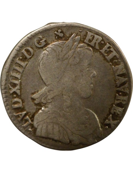 Louis XIV à la Mèche Longue 1/12 ecu Argent 1652 N Montpellier