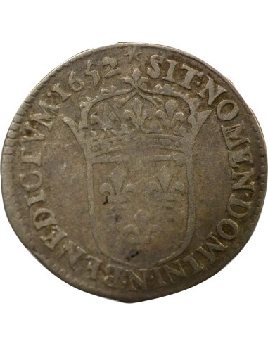 Louis XIV à la Mèche Longue 1/12 ecu Argent 1652 N Montpellier