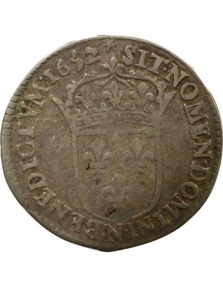 Louis XIV à la Mèche Longue 1/12 ecu Argent 1652 N Montpellier