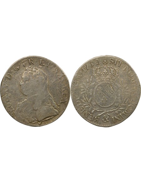 Louis XV au Buste Habillé 1 écu Argent 1732 & Aix-en-Provence