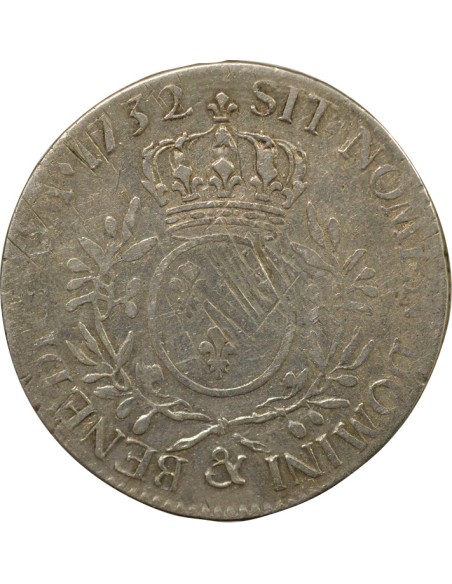 Louis XV au Buste Habillé 1 écu Argent 1732 & Aix-en-Provence