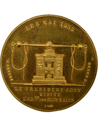 René Coty Administration des monnaies 1 jeton Or 1955 A Paris