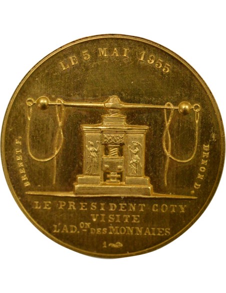 René Coty Administration des monnaies 1 jeton Or 1955 A Paris