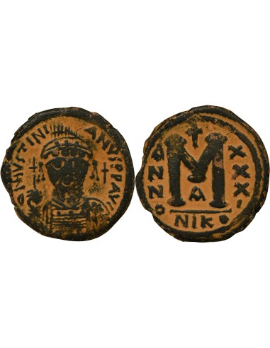 Empire Byzantin Justinien Ier 2e Type 1 follis Cuivre An 31 (557-558) Nicomédie