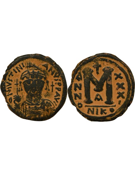 Empire Byzantin Justinien Ier 2e Type 1 follis Cuivre An 31 (557-558) Nicomédie
