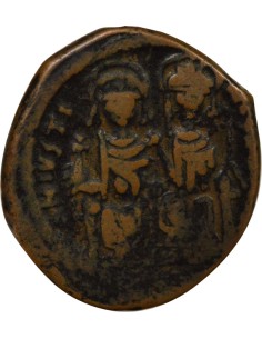 Empire Byzantin Justin II Justin II & Sophie - Follis - An 10 (574 / 575) Nicomédie 1 follis Cuivre 574-575 Nicomédie 2