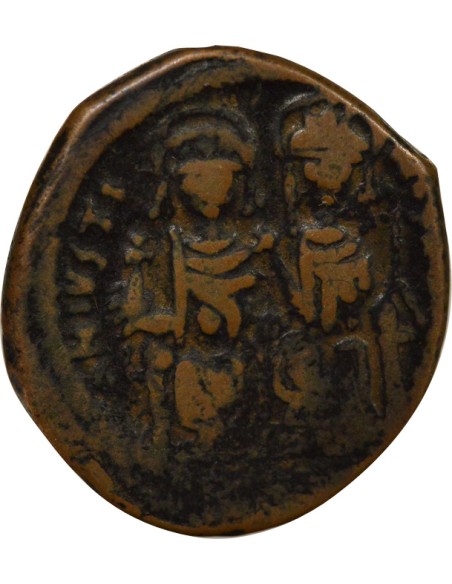 Empire Byzantin Justin II Justin II & Sophie - Follis - An 10 (574 / 575) Nicomédie 1 follis Cuivre 574-575 Nicomédie