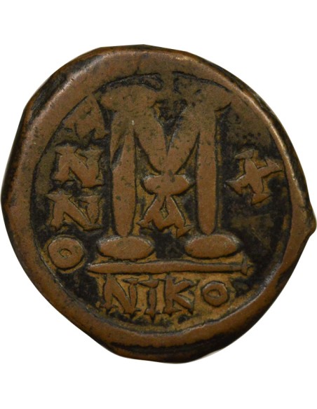 Empire Byzantin Justin II Justin II & Sophie - Follis - An 10 (574 / 575) Nicomédie 1 follis Cuivre 574-575 Nicomédie