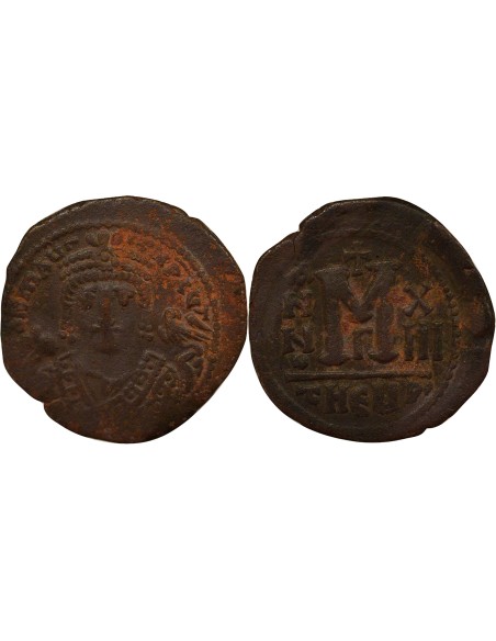 Empire Byzantin Maurice Tibère 2e Type 1 follis Cuivre An 13 (594-595) Antioche