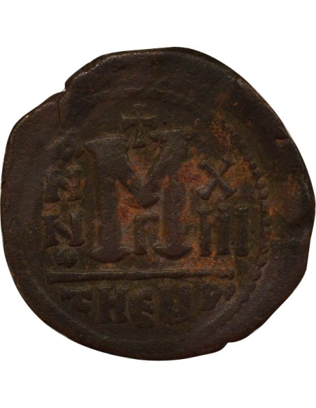 Empire Byzantin Maurice Tibère 2e Type 1 follis Cuivre An 13 (594-595) Antioche