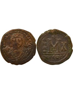 Empire Byzantin Maurice Tibère 2e Type 1 follis Cuivre An 10 (591-592) Antioche