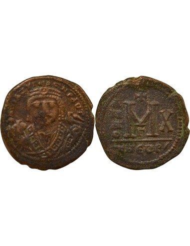 Empire Byzantin Maurice Tibère 2e Type 1 follis Cuivre An 10 (591-592) Antioche