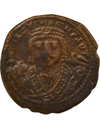 Empire Byzantin Maurice Tibère 2e Type 1 follis Cuivre An 10 (591-592) Antioche