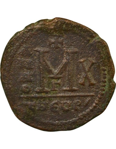 Empire Byzantin Maurice Tibère 2e Type 1 follis Cuivre An 10 (591-592) Antioche