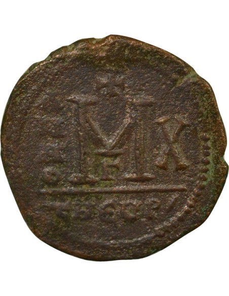 Empire Byzantin Maurice Tibère 2e Type 1 follis Cuivre An 10 (591-592) Antioche